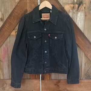 Levi's Black Puff Sleeve Trucker Denim Jacket